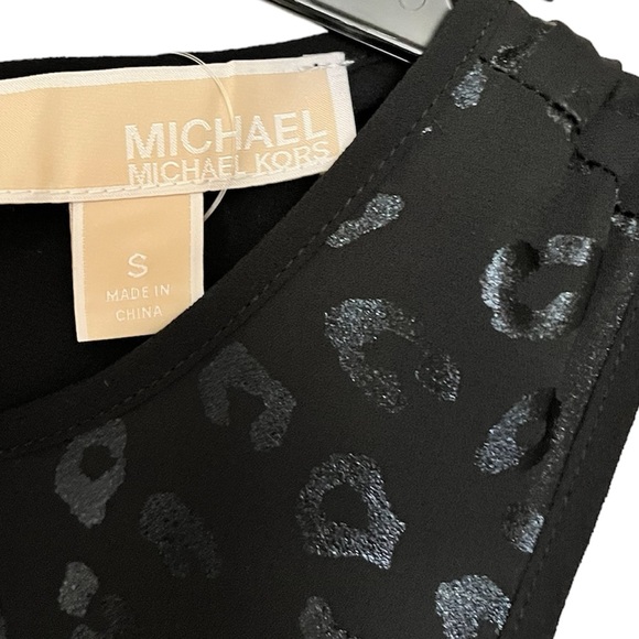 𝐌𝐢𝐜𝐡𝐚𝐞𝐥 𝐊𝐨𝐫𝐬 𝐍𝐖𝐓 Handkerchief Hem Leopard Black Dress Size Small - Picture 10 of 10